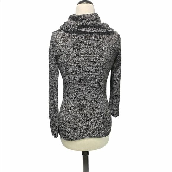 Calvin‎ Klein Cowl Neck Knit Sweater Pullover Rib Front Contrast Design Gray XS - Picture 2 of 9